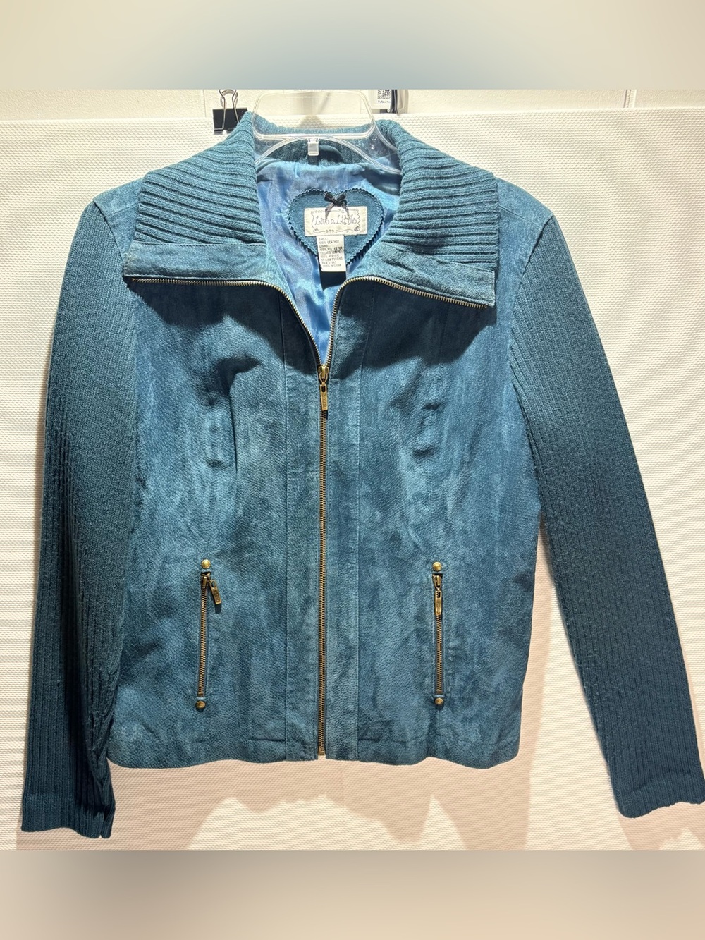 Live a Little Teal Zip-Up Suede & leather Jacket